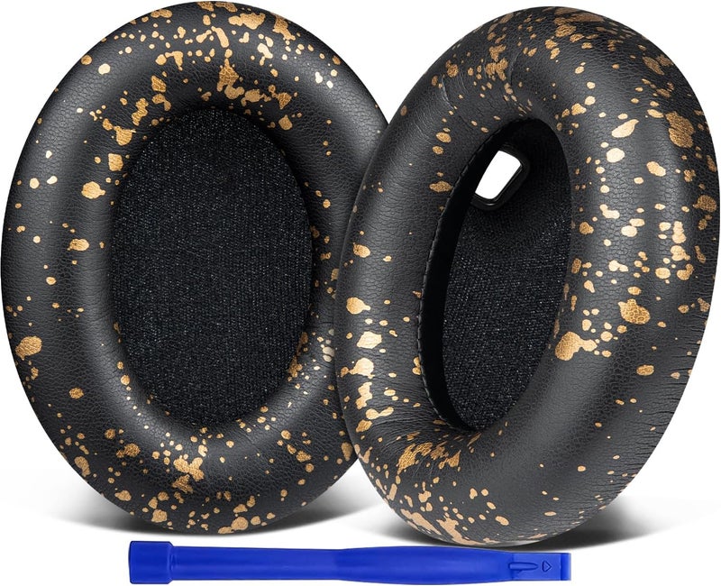 SoloWIT Replacement Earpads for Sony WH-1000XM4 (WH1000XM4) Headphones, Ear Pads Cushions with Noise Isolation Foam, Added Thickness, Without Affecting Sensor - Black Gold - Image 1